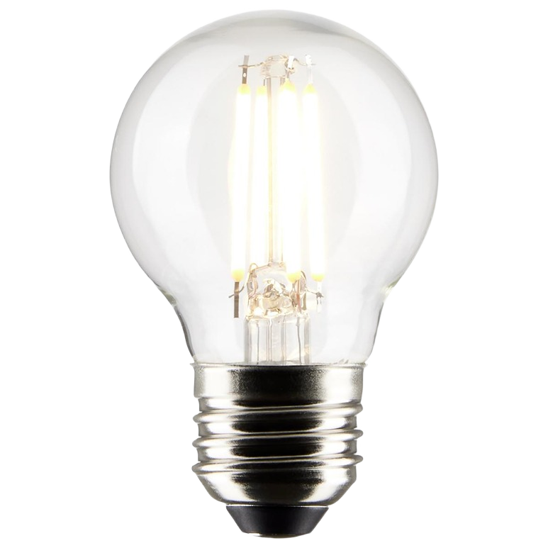 Clear LED filament bulb with cool white light and medium base for versatile home and office lighting solutions