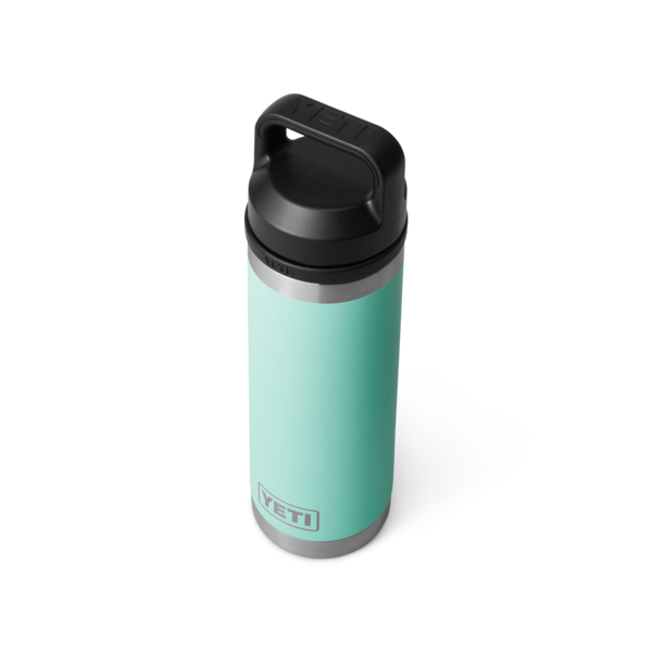 Aqua stainless steel insulated 18 oz bottle with black handle chug cap, from Drinkware and Kitchen & Kitchenware under $50 collections