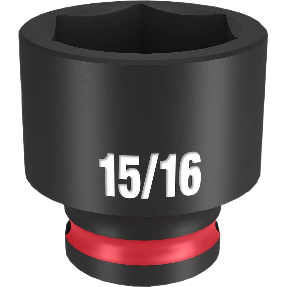 Black impact socket with 15/16 size marking and red accent ring for tools and home improvement use
