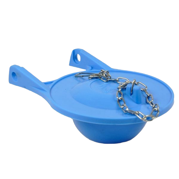 Blue adjustable rubber toilet flapper with metal chain for plumbing repair and toilet parts under $50