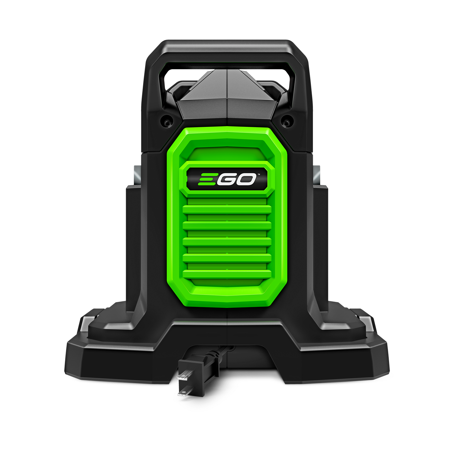 Black and bright green dual port charger for 56V lithium batteries in power tool accessories and battery charging systems collections