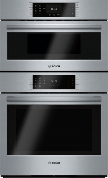 Stainless steel Bosch Benchmark combination wall oven with digital touch controls in Appliances and Kitchen collections