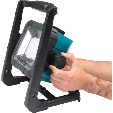 Adjustable Makita cordless and corded LED work light designed for construction and home improvement tasks