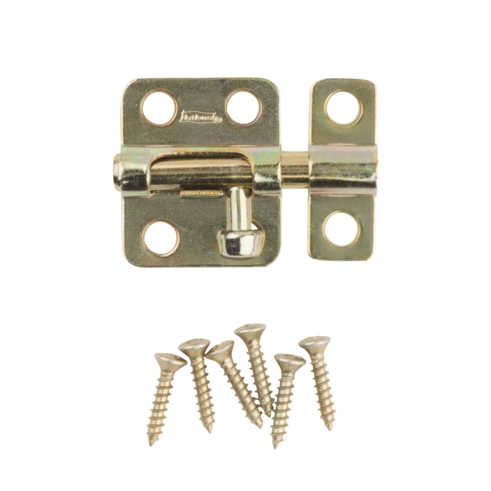 Satin brass cellar window bolt lock with screws for door accessories, hardware, and home improvement under $50 collections