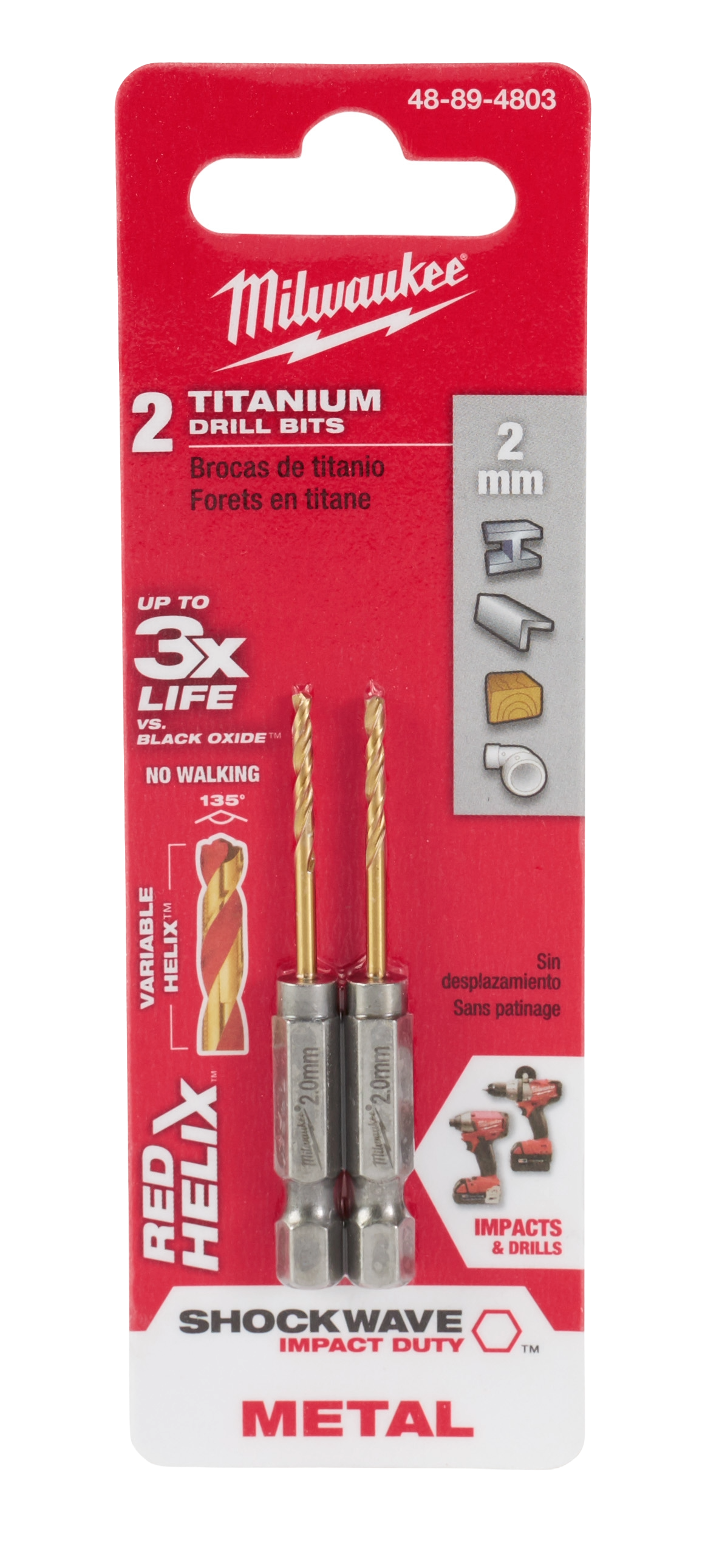 Milwaukee titanium 2mm drill bits with variable helix for metal drilling in tool accessories and power tool collections under $50