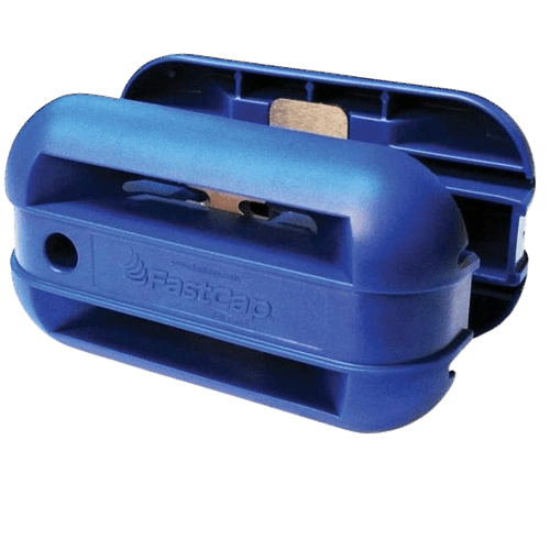 Blue handheld trimmer tool designed for precise cutting in woodworking and home improvement tasks