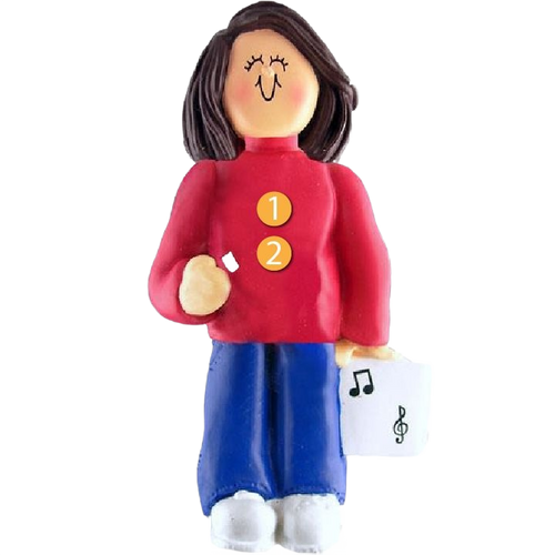 Brunette female musician ornament holding sheet music for Christmas Ornaments & Tree Decorations under $50 collection