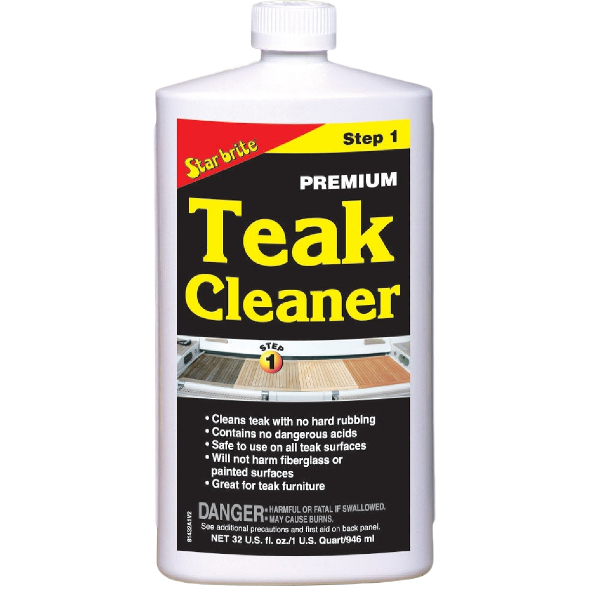 White plastic bottle of teak cleaner for wood surface restoration in paint and supplies collection under $50