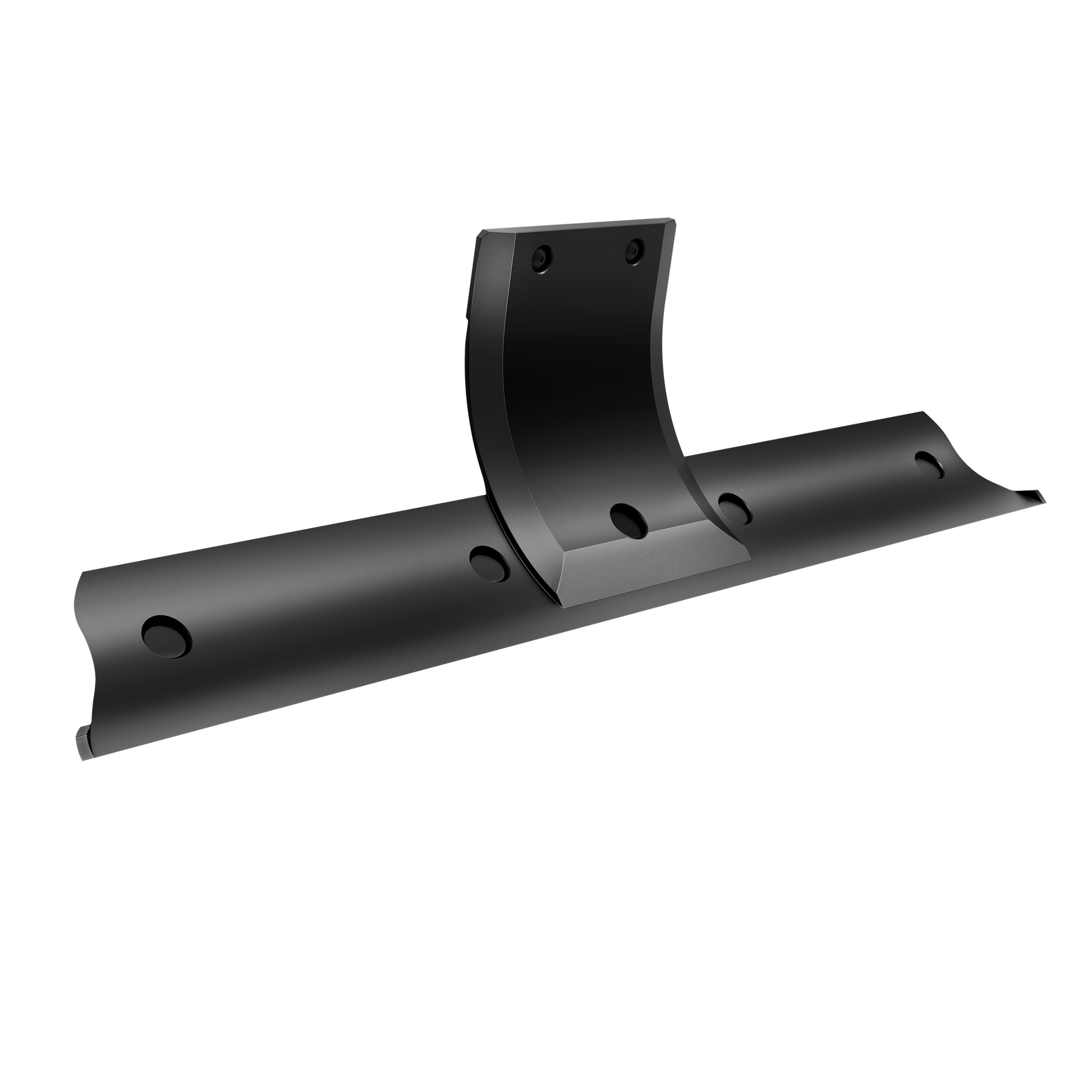 Black curved scraper bar with multiple mounting holes designed for snow blower tool accessories and home improvement.