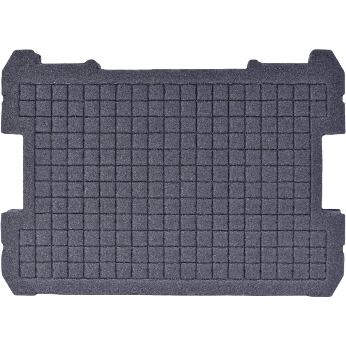 Black foam insert with grid pattern designed for customizable tool protection in storage and organization systems.