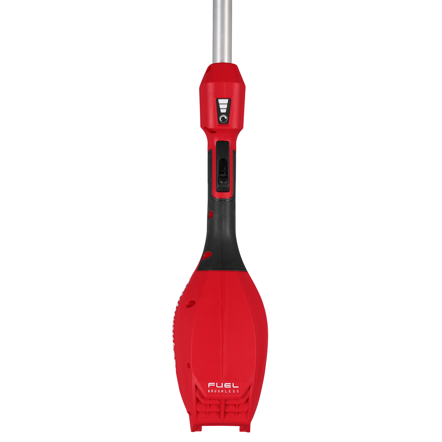Red and black Milwaukee M18 FUEL power head attachment with QUIK-LOK system for outdoor power and lawn care equipment