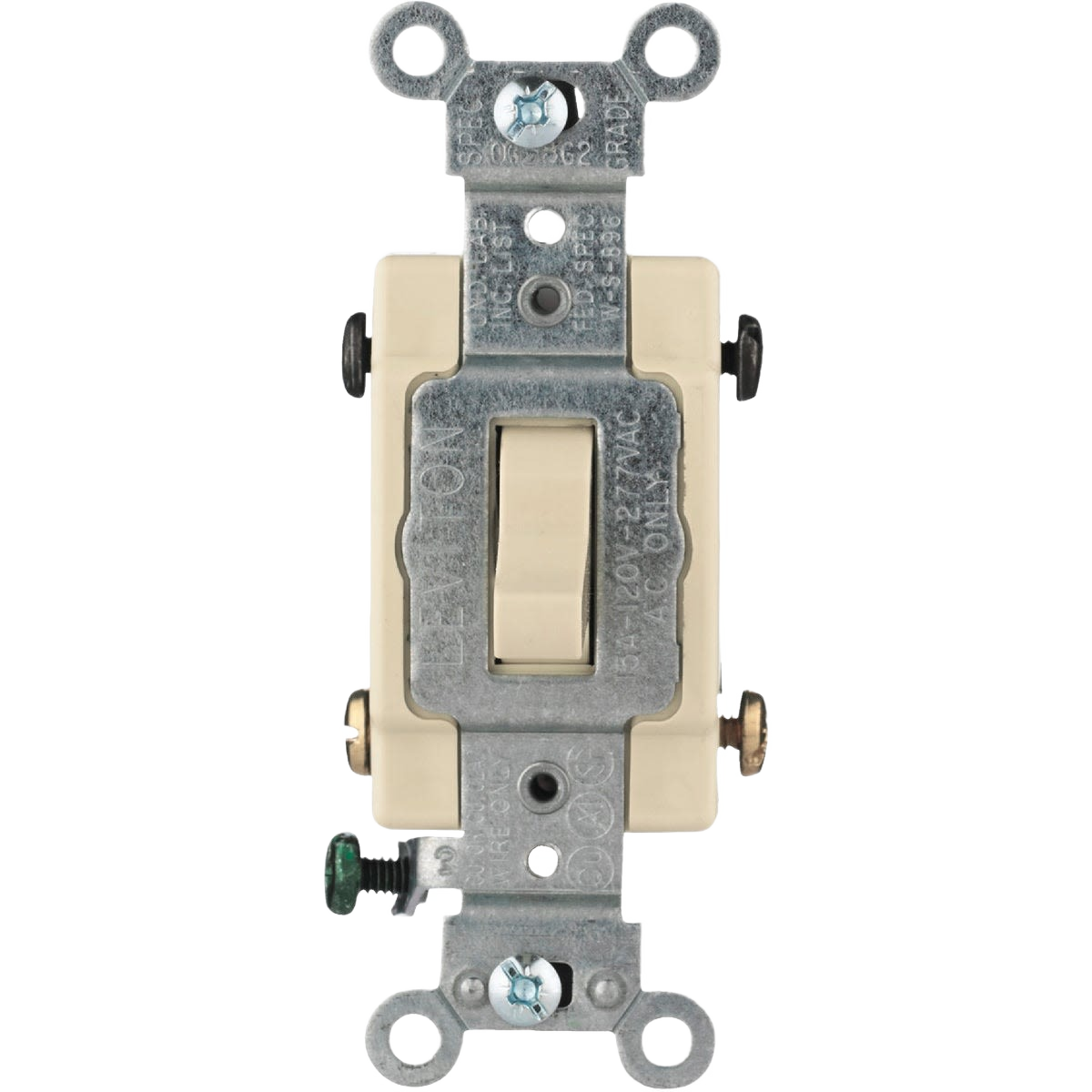 Ivory toggle 4-way electrical switch with grounded metal frame for home improvement and electrical projects under $50 collections