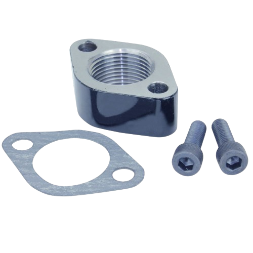 Metal block heater adapter with gasket and two hex bolts for automotive tools and John Deere parts accessories