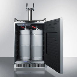 Built-in 24-inch wide kegerator with dual taps and two stainless steel kegs in refrigerators and appliances collection