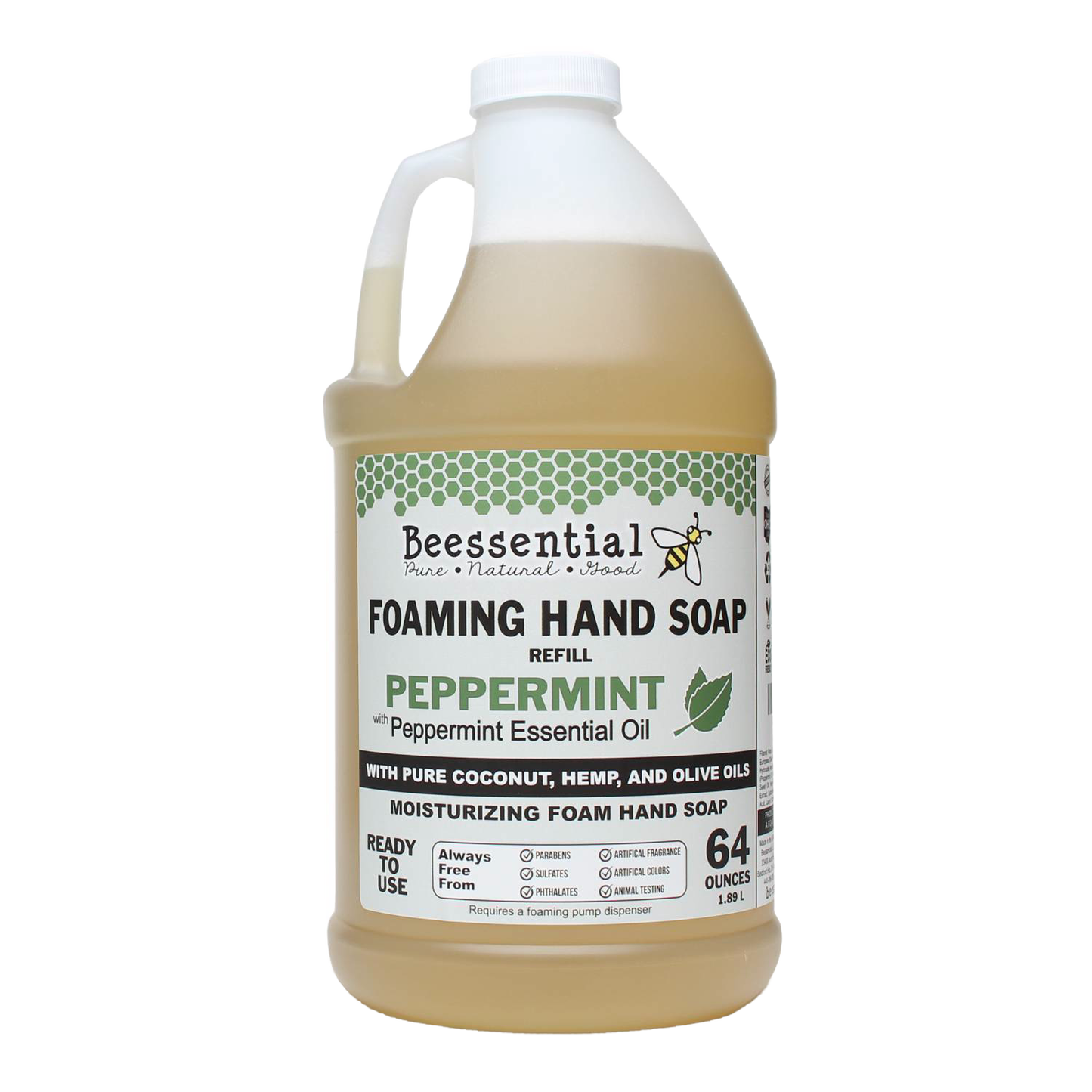 64 oz peppermint scented foaming hand soap refill with moisturizing coconut, hemp, and olive oils in Health & Beauty collections