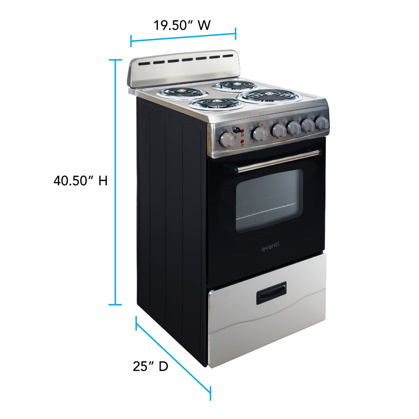 Avanti 20" Electric Range Oven with Framed Glass Door - White