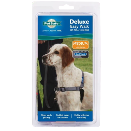Medium gray no-pull dog harness with padded straps for comfort, in pet and animal containment under $50 collection