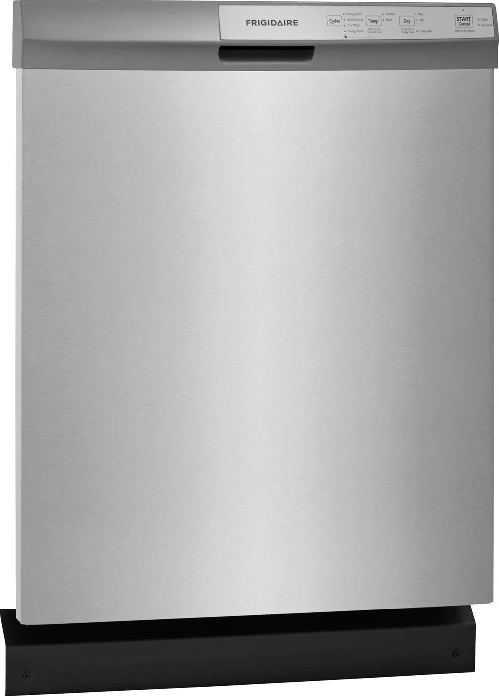 Stainless steel 24" built-in dishwasher with control panel for kitchen appliances and home improvement use