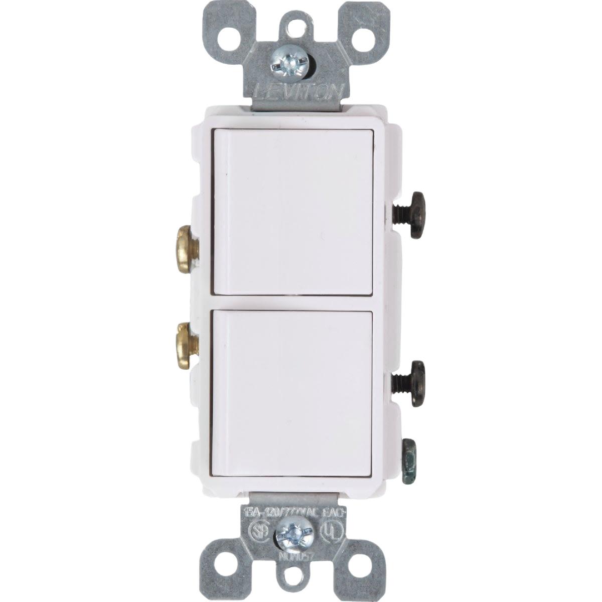 White duplex switch with metal mounting frame for electrical and home improvement projects under $50