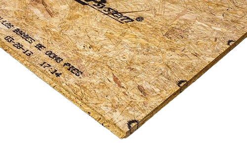 Oriented strand board panel with tongue and groove edges designed for subfloor installation in home improvement projects