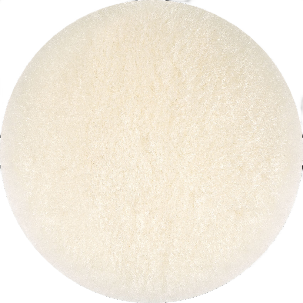 Round premium sheepskin polishing pad with soft texture for automotive and home improvement tool use