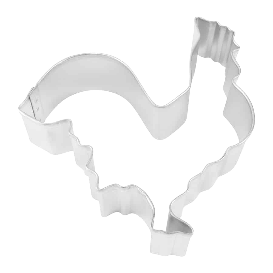 Tinplated steel rooster-shaped cookie cutter for baking in kitchenware and bakeware collections under $50