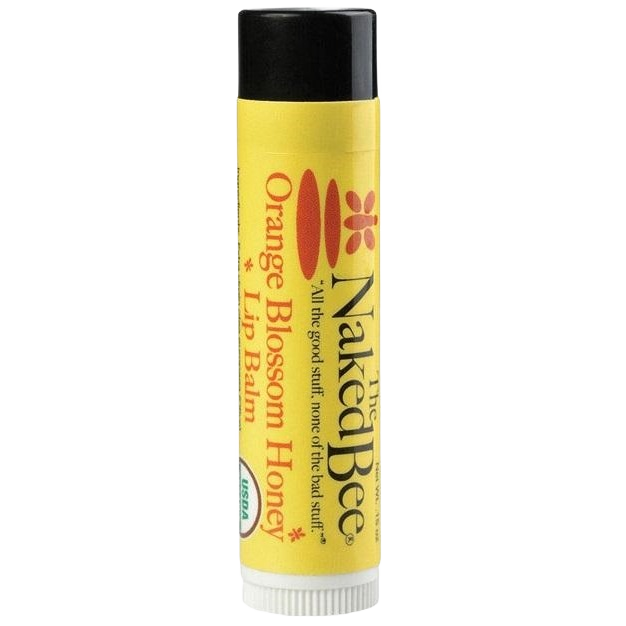 Yellow tube of nourishing organic lip balm with orange blossom honey, in Health & Beauty and Under $25 collections