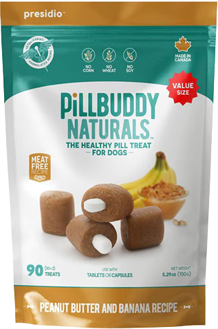Bag of soft pill treats for dogs in peanut butter and banana flavor from Pet & Animal and Treats collections