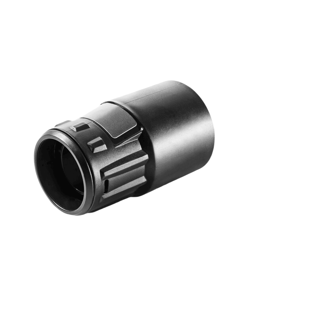 Black anti-static rotating connector for dust extractor hose, compatible with Festool woodworking and dust management tools