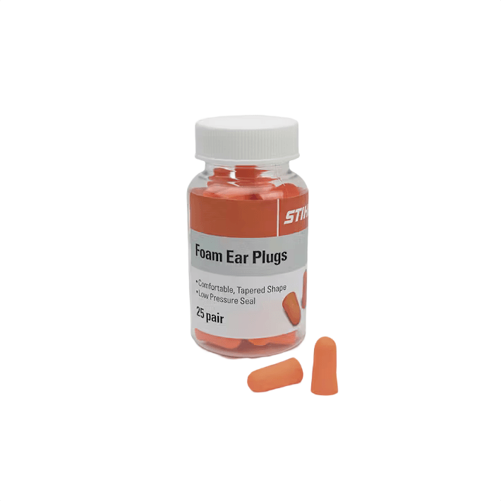 Clear plastic container of orange foam ear plugs with tapered shape and low pressure seal for hearing protection under $50