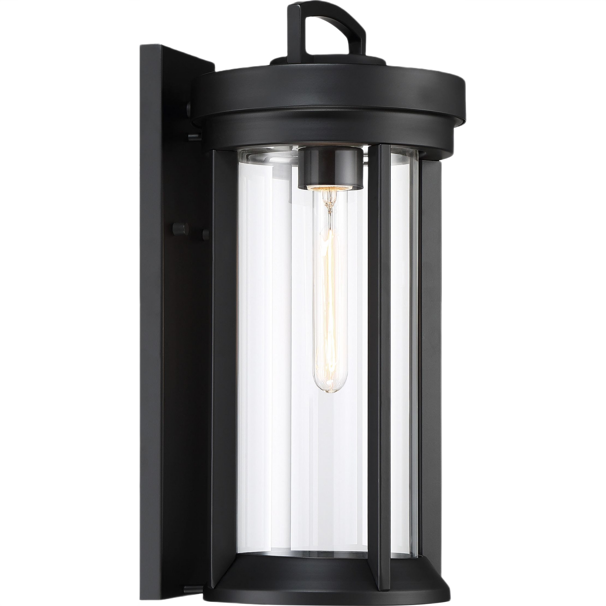 Medium outdoor wall lantern with clear glass and dark aged bronze finish for outdoor lighting and wall lights collections