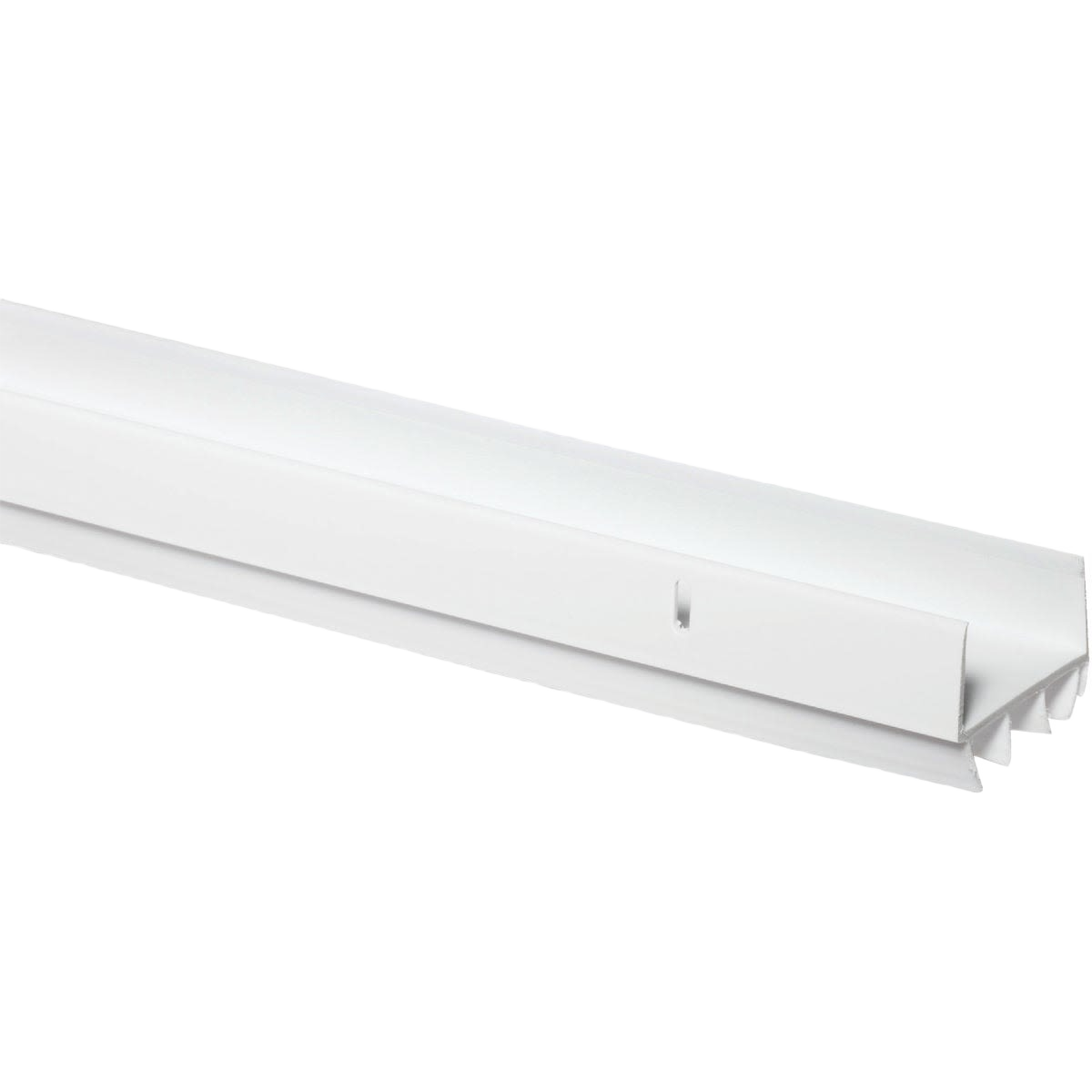 White U-shaped door bottom with vinyl fins for draft and moisture protection in hardware and home improvement collections