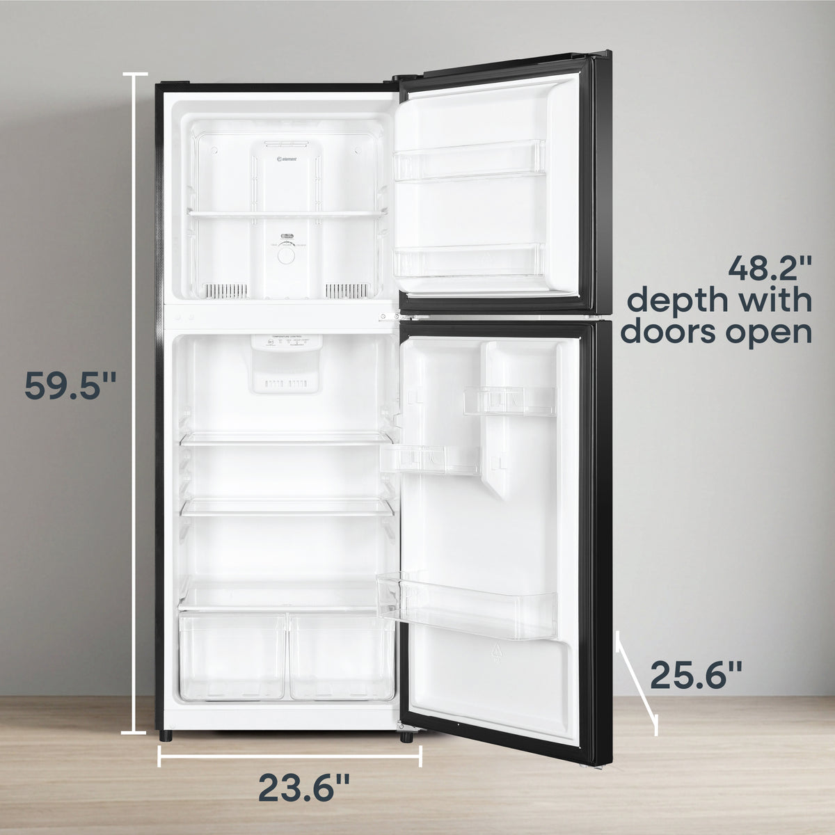 Element Electronics 10.1 cu. ft. Top Freezer Refrigerator - Black, ENERGY STAR (ENR10TFGBB)