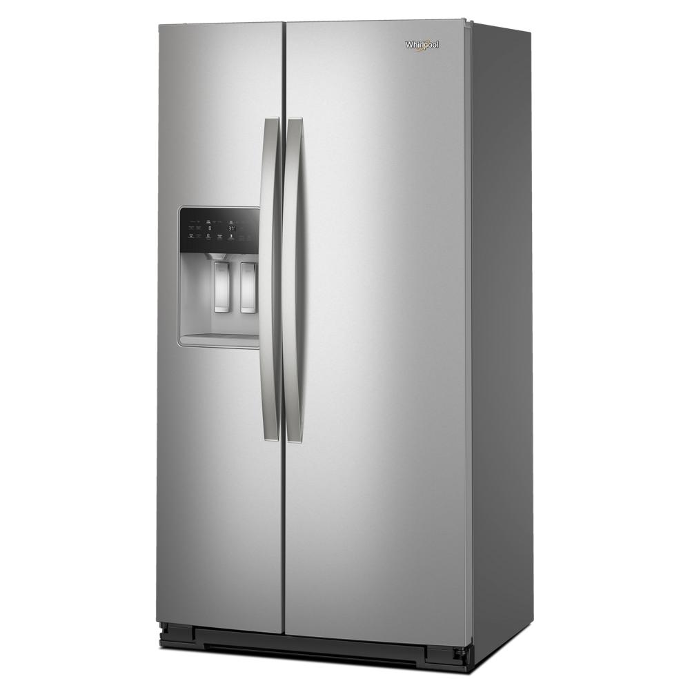 36-inch wide stainless steel side-by-side refrigerator with built-in water and ice dispenser from Appliances collection