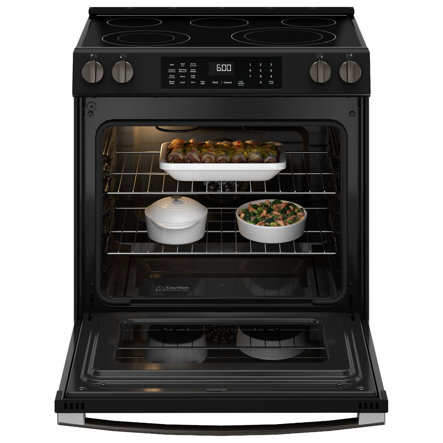 GE® ENERGY STAR® 30" Slide-In Electric Convection Range with No Preheat Air Fry and EasyWash™ Oven Tray