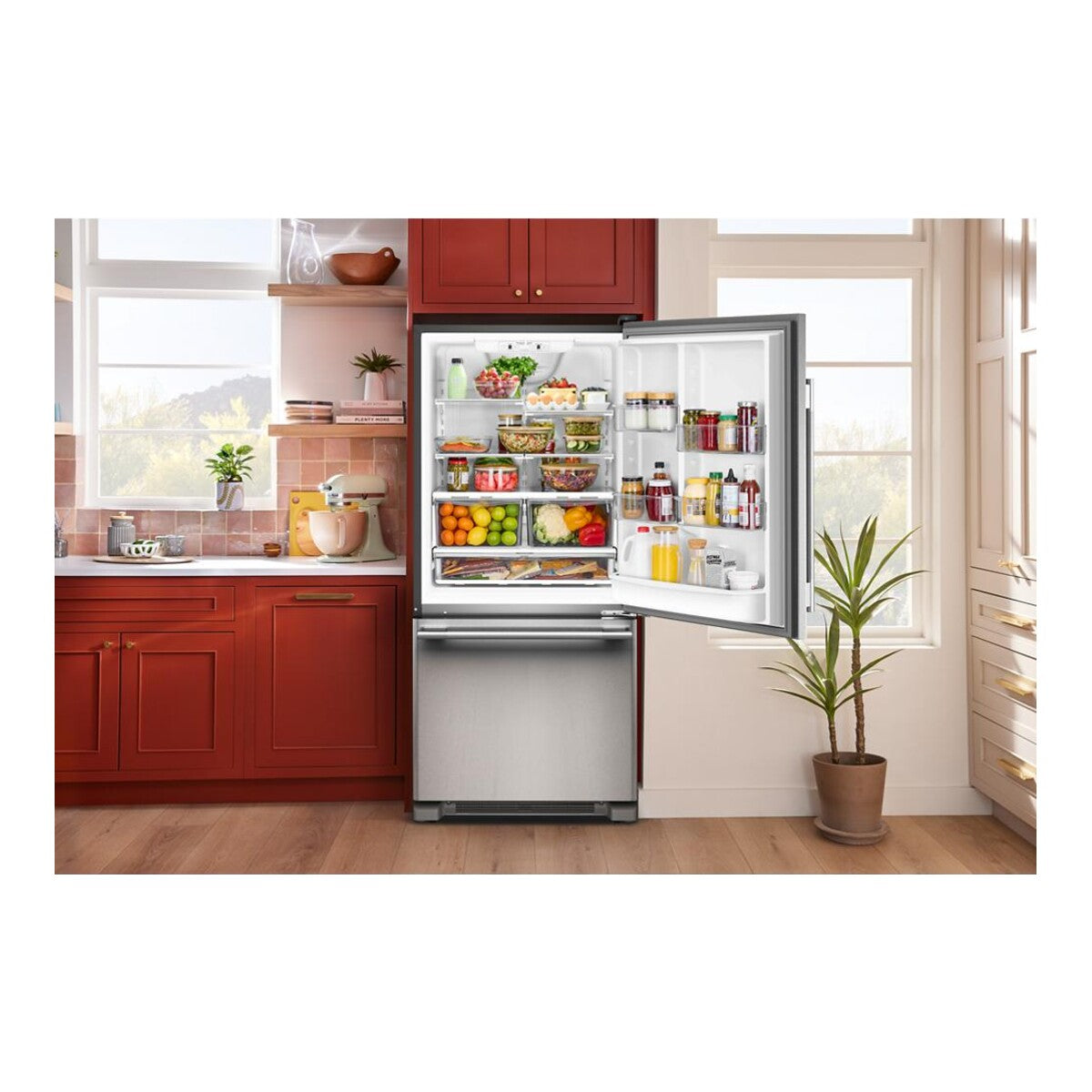 19 Cu. Ft. 30-Inch Bottom Mount Refrigerator with Right Door Swing in PrintShield® Stainless Steel