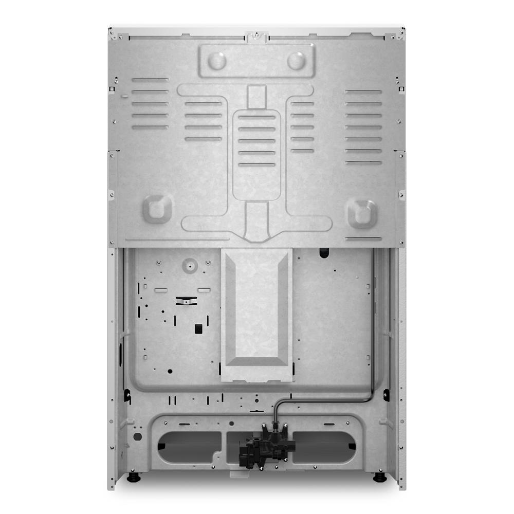 Back view of metal housing and components of a 30-inch gas range in ranges and kitchenware collection
