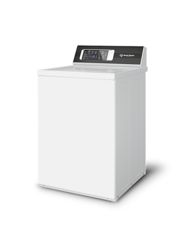 White top load washer with advanced digital control panel for efficient laundry in home improvement settings