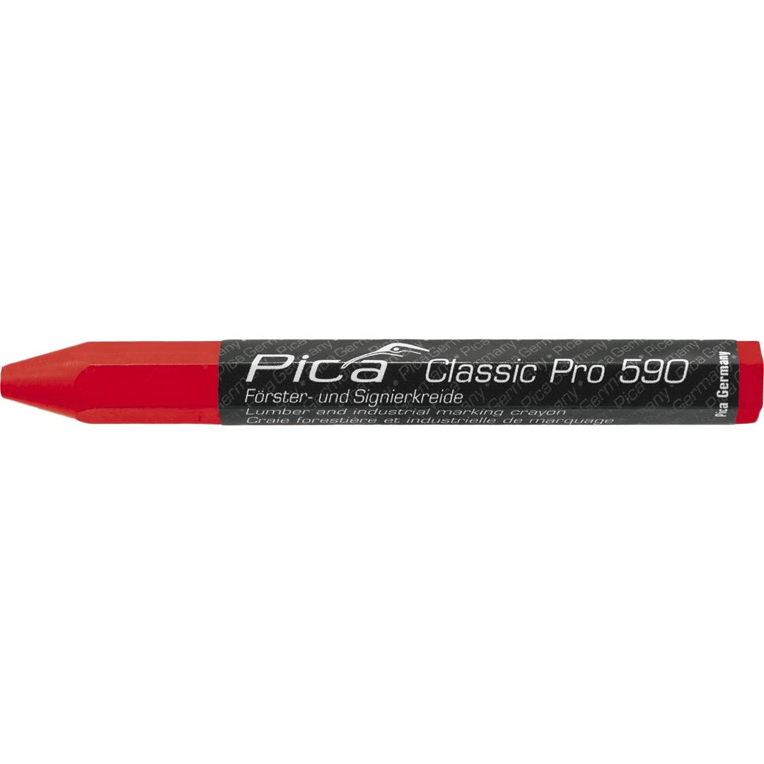 Red industrial marking crayon for lumber and tools use in home improvement and construction projects
