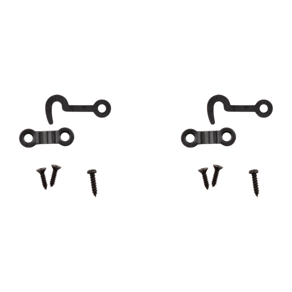 Two oil rubbed bronze miniature decorative hooks and staples with mounting screws for home improvement and storage projects under $50 collection