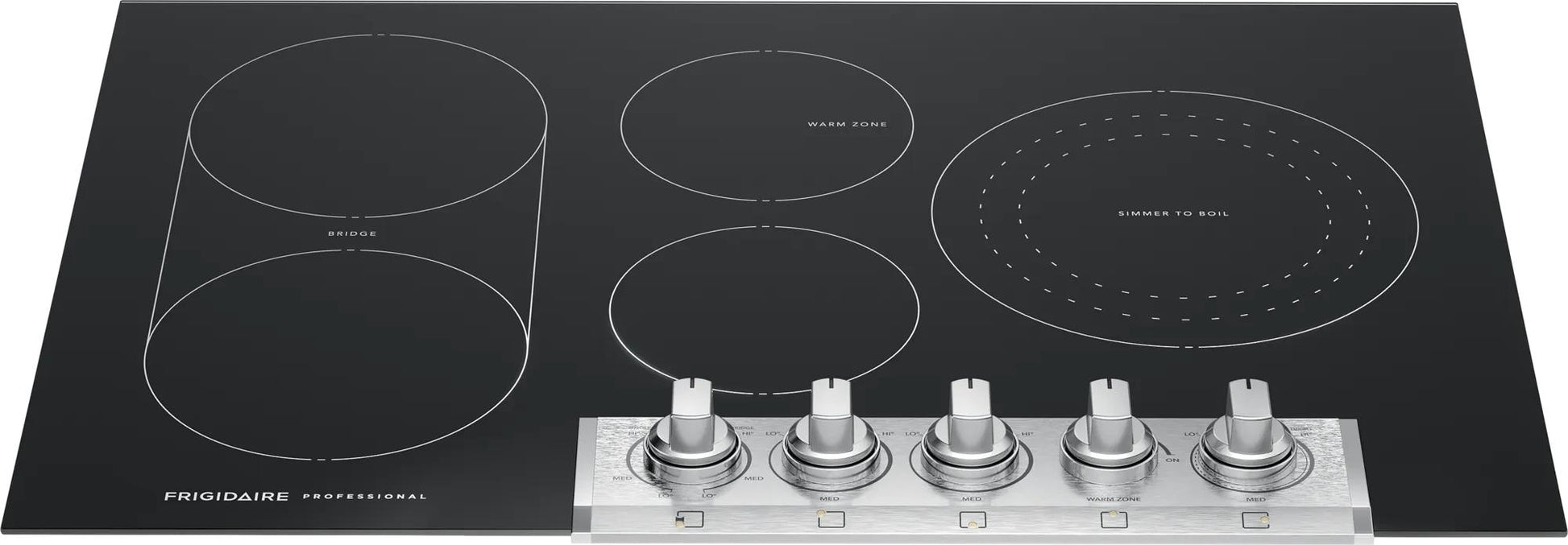 Frigidaire Professional 30-inch black radiant electric cooktop with five burners and stainless steel control panel from Cooktops collection