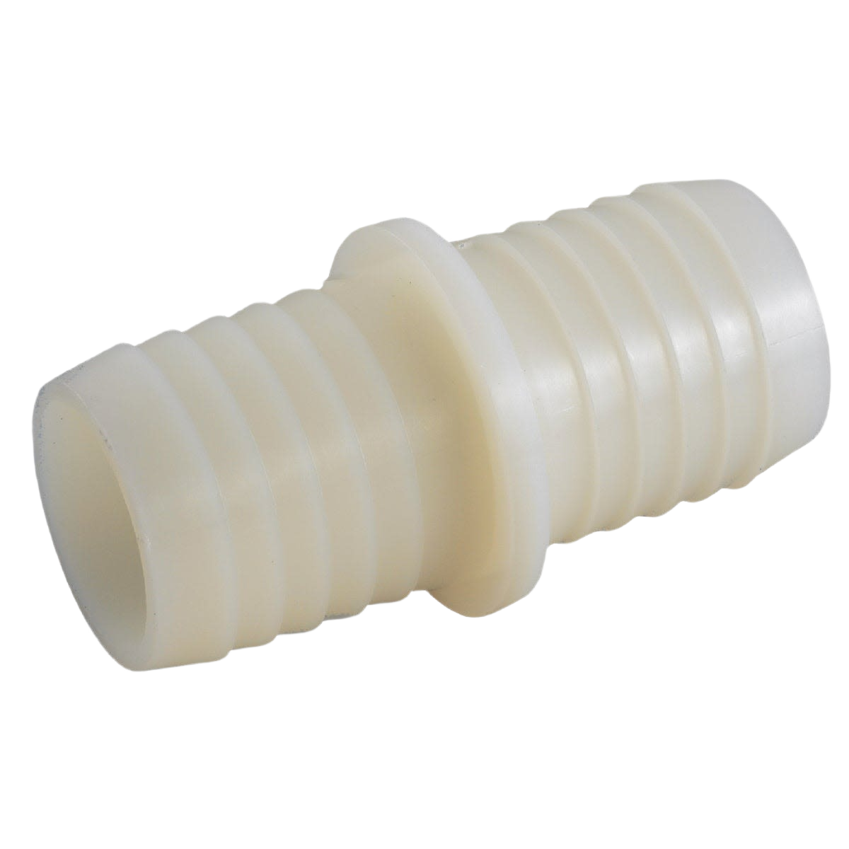 White nylon insert coupling with barbed ends for hose connection in Pipes & Fittings and Plumbing collections under $50