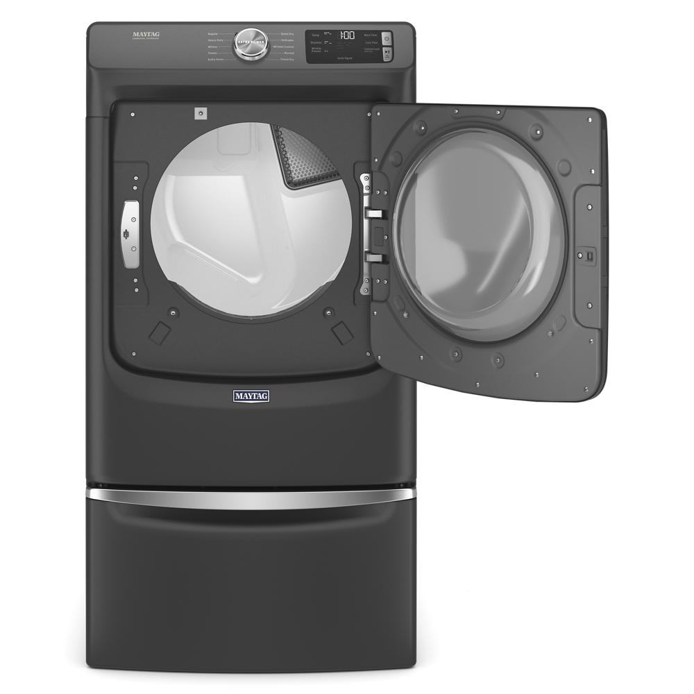 Black front load electric dryer with digital display and large door open in Dryers and Appliances collections
