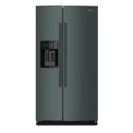 Counter-depth juniper side-by-side refrigerator with exterior ice and water dispenser in kitchen appliances collection