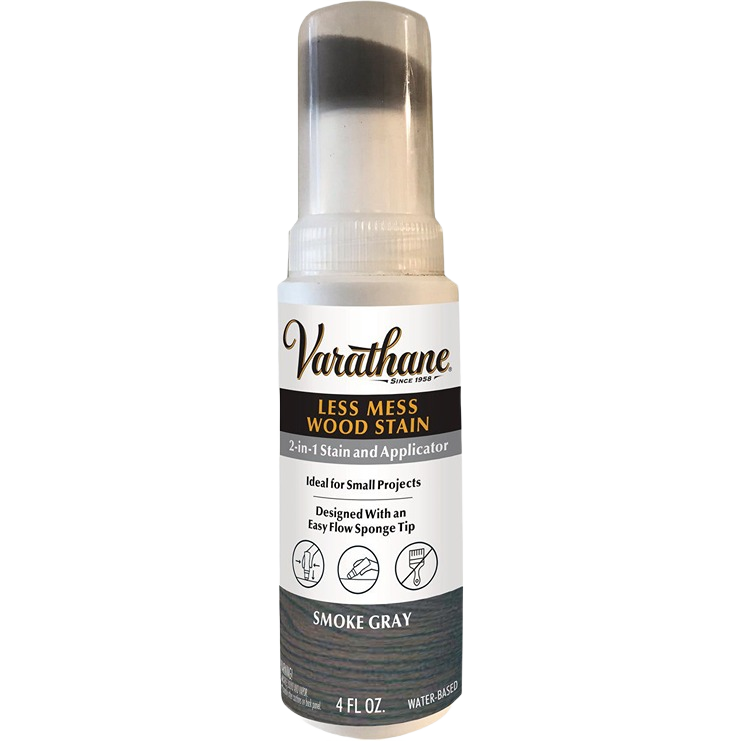 4 oz. container of water-based Smoke Gray wood stain with built-in sponge applicator for interior staining projects under $50