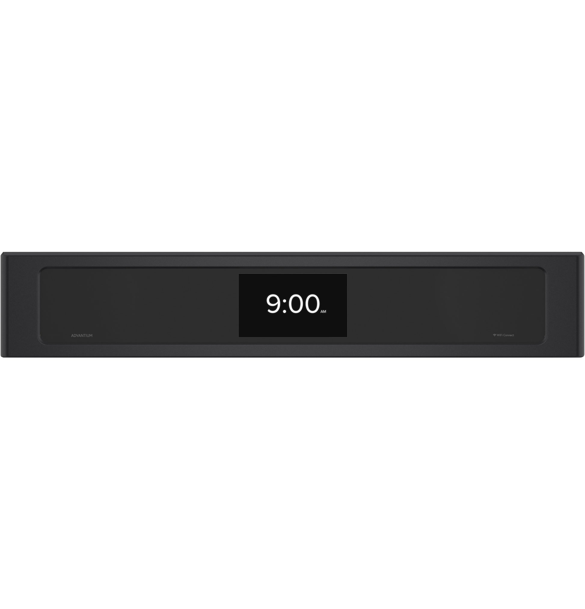 Black digital control panel with LED clock display for wall oven in kitchen appliance collection