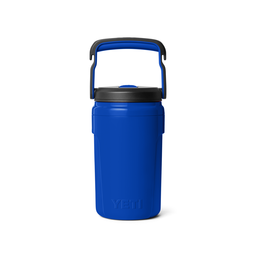 Blue 40 oz. insulated jug with black straw cap and sturdy handle, designed to keep beverages cold, from Drinkware and Kitchen collections at Hartville Hardware