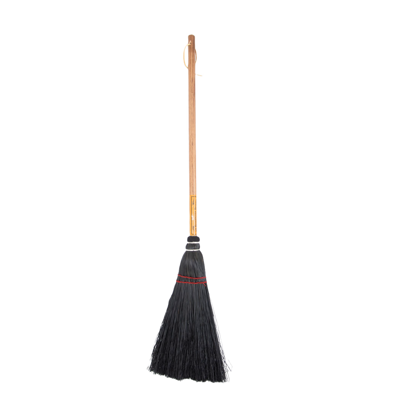 Traditional Amish fireplace broom with natural wood handle and black bristles for cleaning in home improvement and cleaning tools.