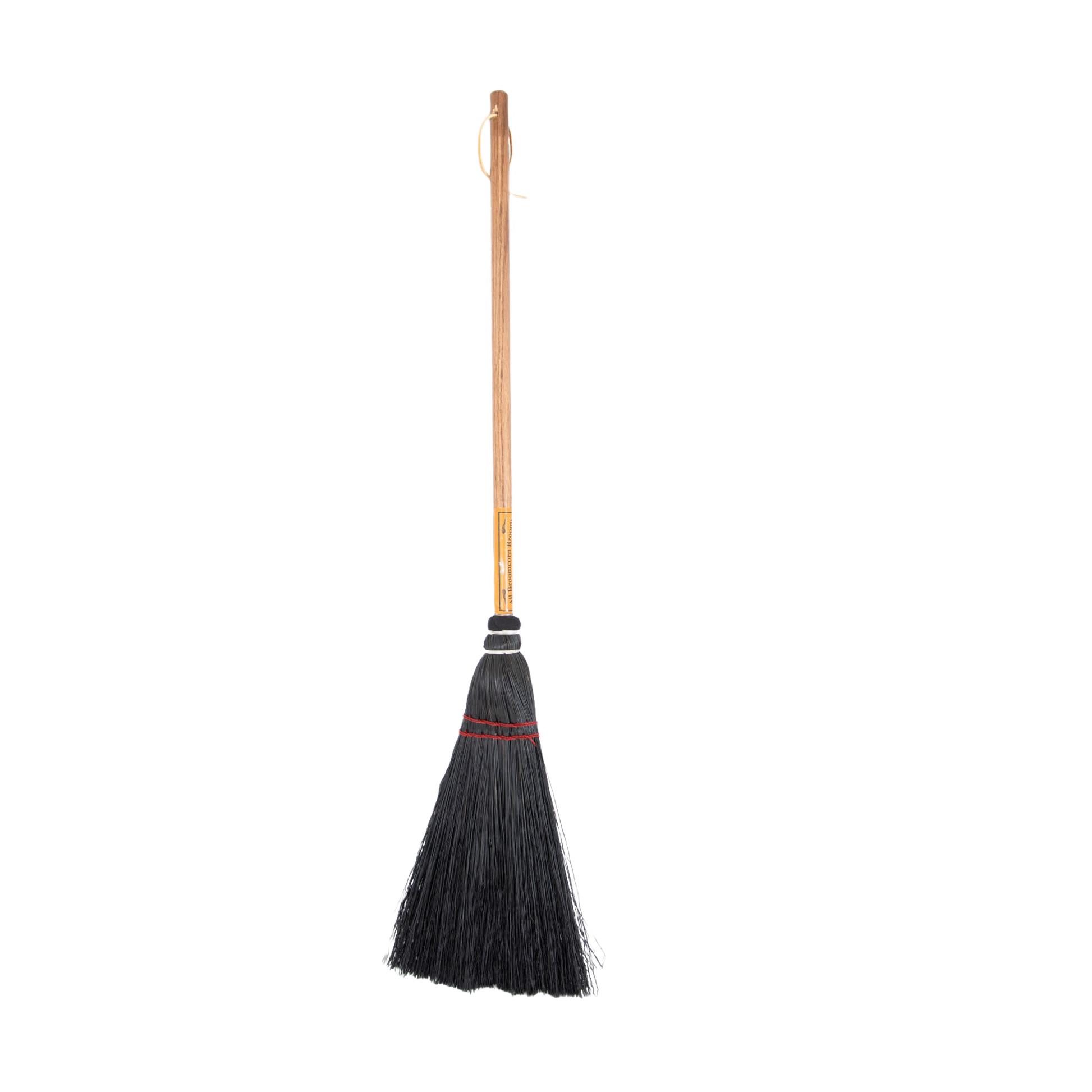 Traditional Amish fireplace broom with natural wood handle and black bristles for cleaning in home improvement and cleaning tools.