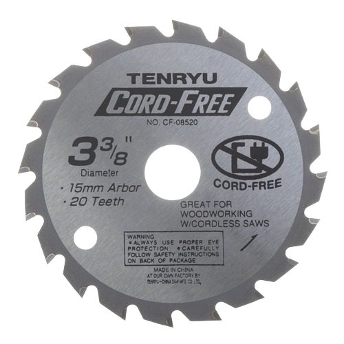 Circular carbide saw blade with 20 teeth designed for cordless woodworking saws in power tool accessories collection